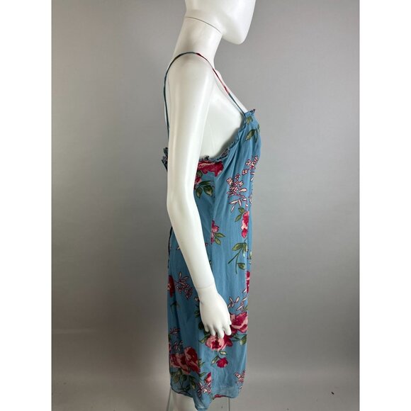 Vtg 90s Y2k Cinnamon Girl Blue Red Rose Floral Fairy Dress Spaghetti Strap Sz 10 - Picture 4 of 6